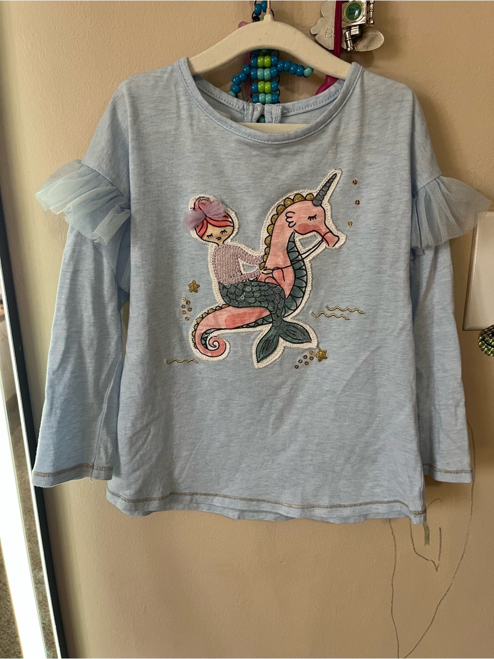 Girls' Mud Pie 4t Light Blue Long-Sleeve Mermaid Unicorn Top